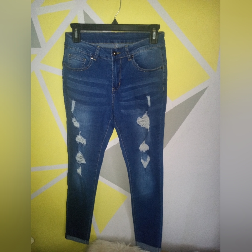 Blue ripped jeans